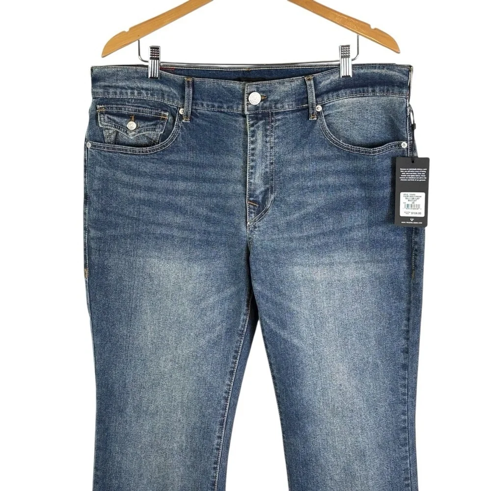 NEW True Religion Billy Flap Bootcut Jeans Size 36 Blue Relaxed Fit 36 x 33.5